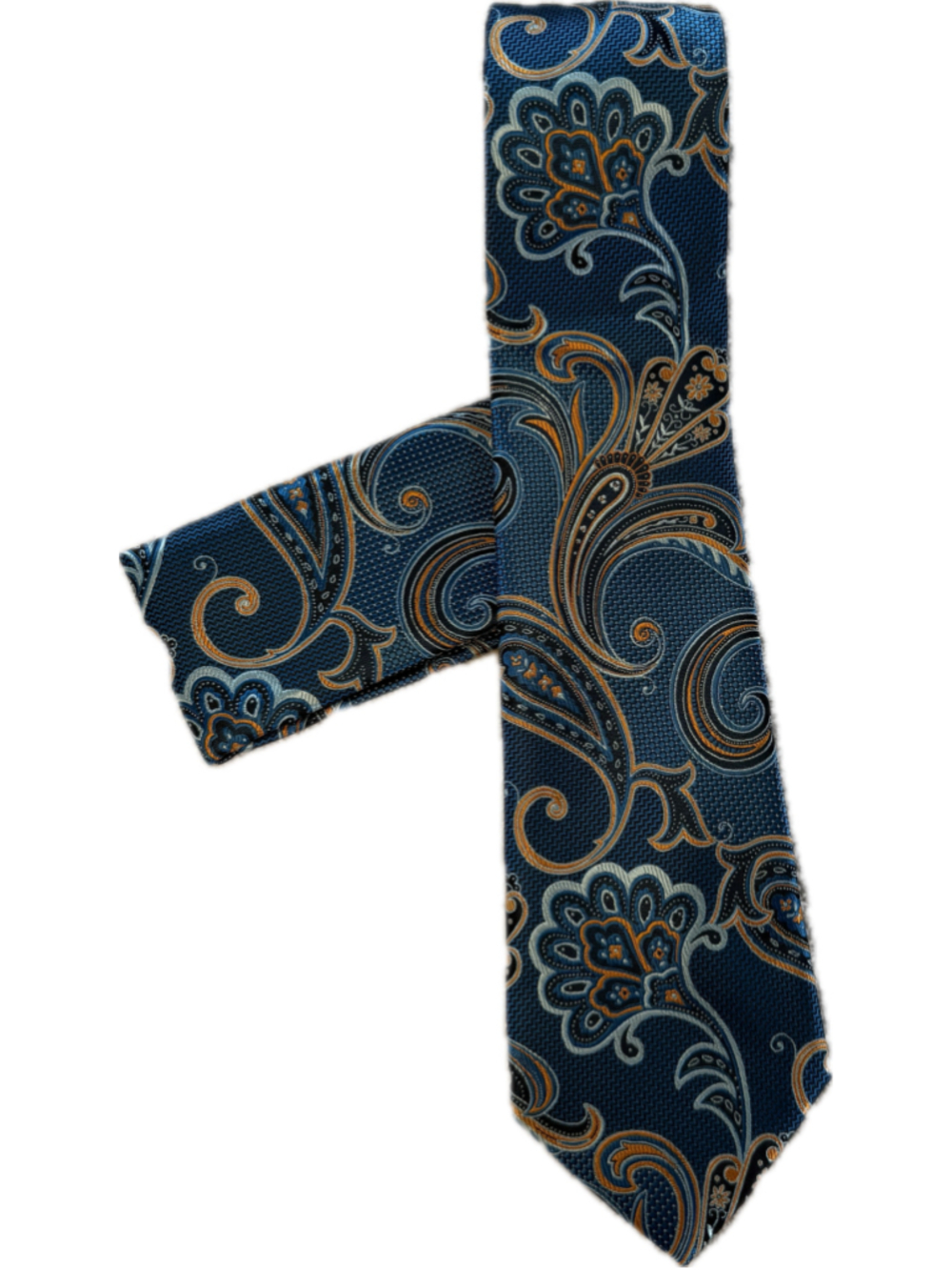 Brand Q Italy Blue Paisley Silk Blend Necktie Pocket Square Set NWT 58”